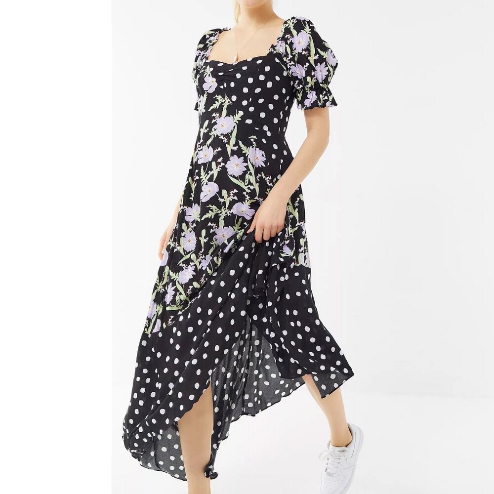 Urban Outfitters Margarete Mixed Print Assymetrical Maxi Dress